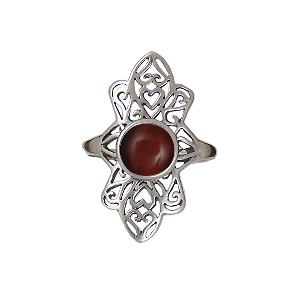 Sterling Silver Filigree Ring With Red Tiger Eye Size 6 Sterling Silver Filigree Ring With Red Tiger Eye Size 6